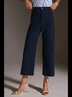 Maeve Anthropologie The Colette Cropped Wide Leg Ponte Pants